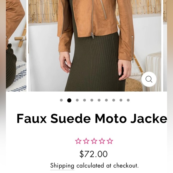 Very lightly worn, silence + noise faux suede, Moto jacket. Color Camel - Picture 8 of 10